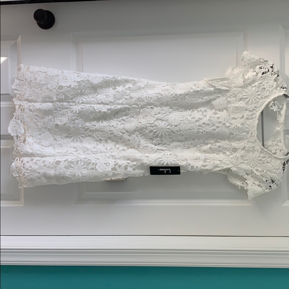 Lulus romance language white backless lace dress